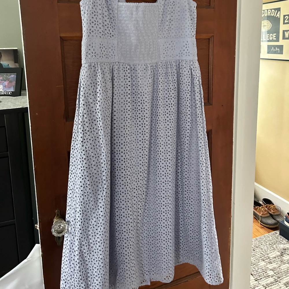 J. Crew Purple Smocked Midi Dress Square Neck